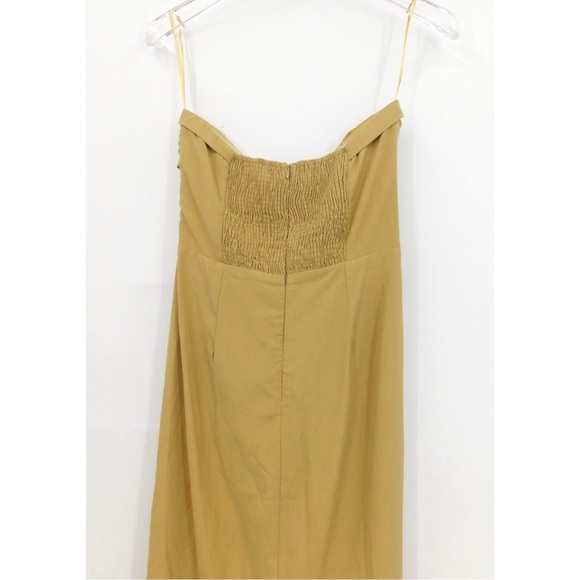 DISSH Shelby Pistachio Midi Linen Blend Dress Ruched Strapless Back Slit Size 4 - Picture 5 of 8